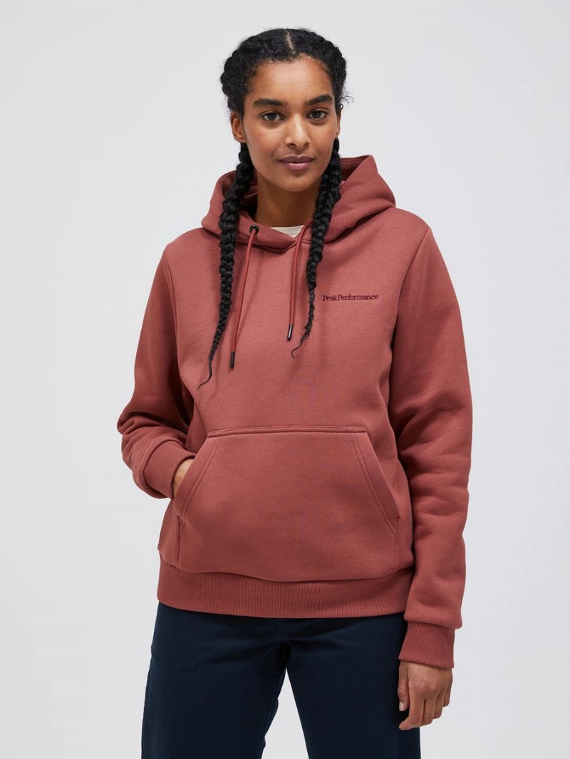 Peak Performance Original Small Logo Women's Hoodie Burgundy | GGH24-406