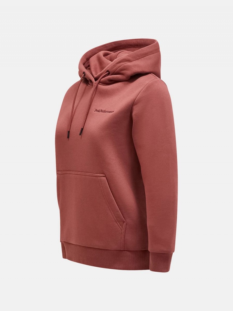 Peak Performance Original Small Logo Women's Hoodie Burgundy | GGH24-406