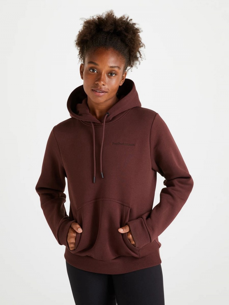 Peak Performance Original Small Logo Women's Hoodie Burgundy | WZF93-783