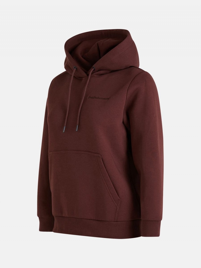 Peak Performance Original Small Logo Women's Hoodie Burgundy | WZF93-783