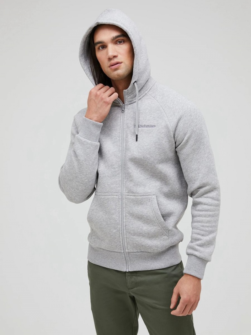 Peak Performance Original Small Logo Zip Men's Hoodie Grey | UYM88-556