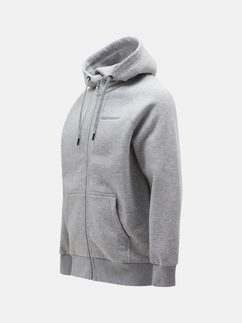 Peak Performance Original Small Logo Zip Men's Hoodie Grey | UYM88-556