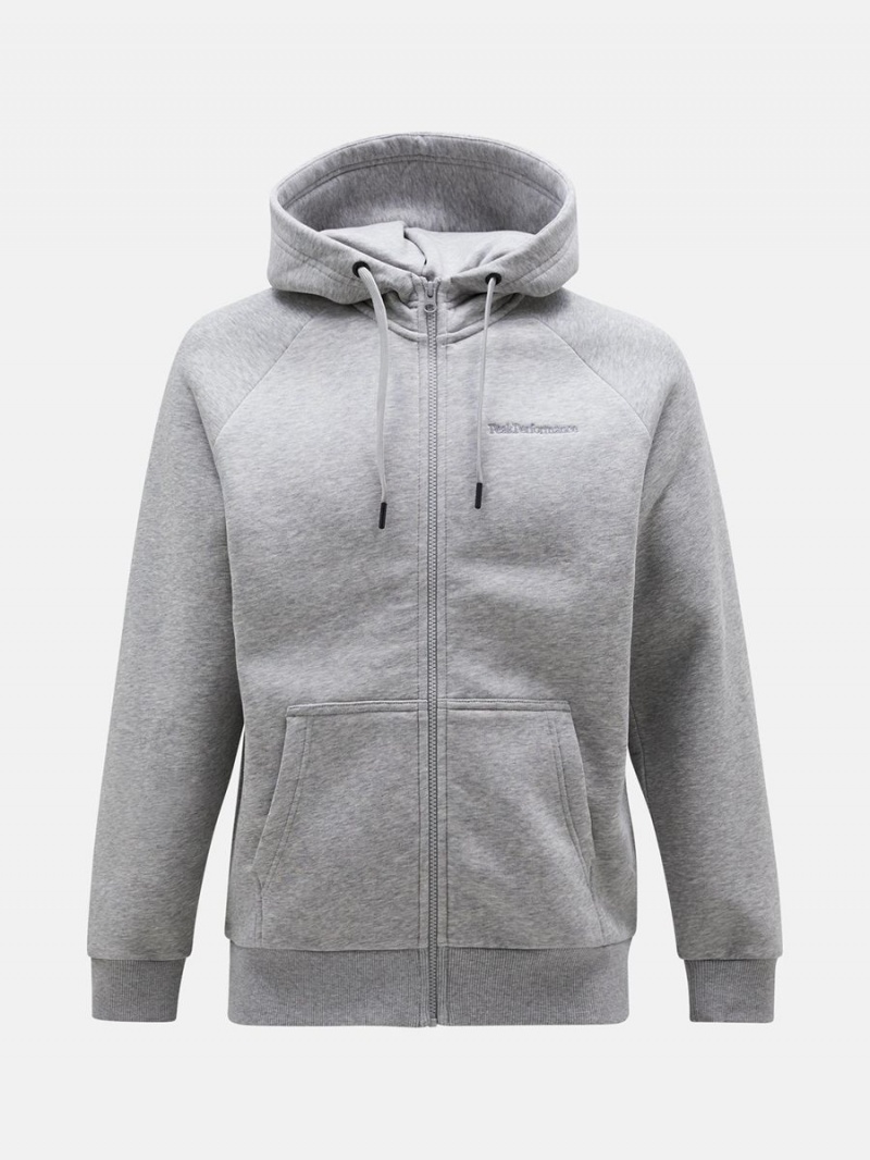 Peak Performance Original Small Logo Zip Men\'s Hoodie Grey | UYM88-556