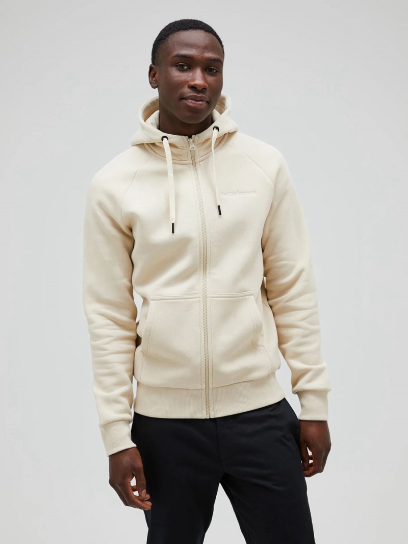 Peak Performance Original Small Logo Zip Men's Hoodie Beige | NEJ56-374