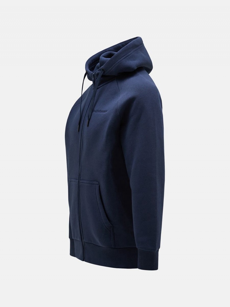 Peak Performance Original Small Logo Zip Men's Hoodie Navy | ZPU08-964