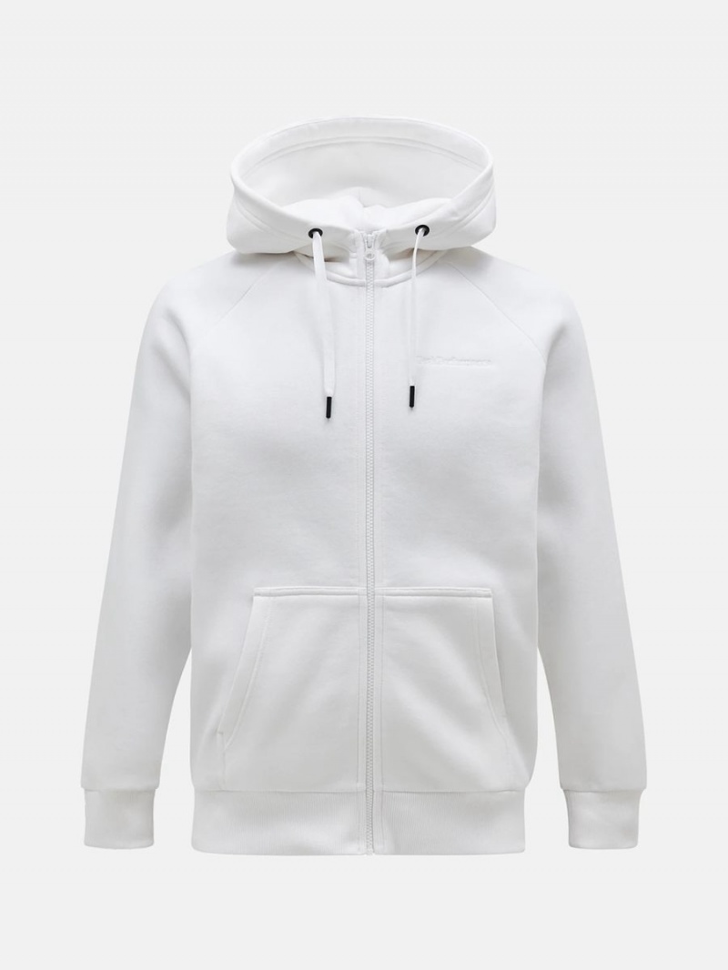 Peak Performance Original Small Logo Zip Men's Hoodie White | GRU21-229