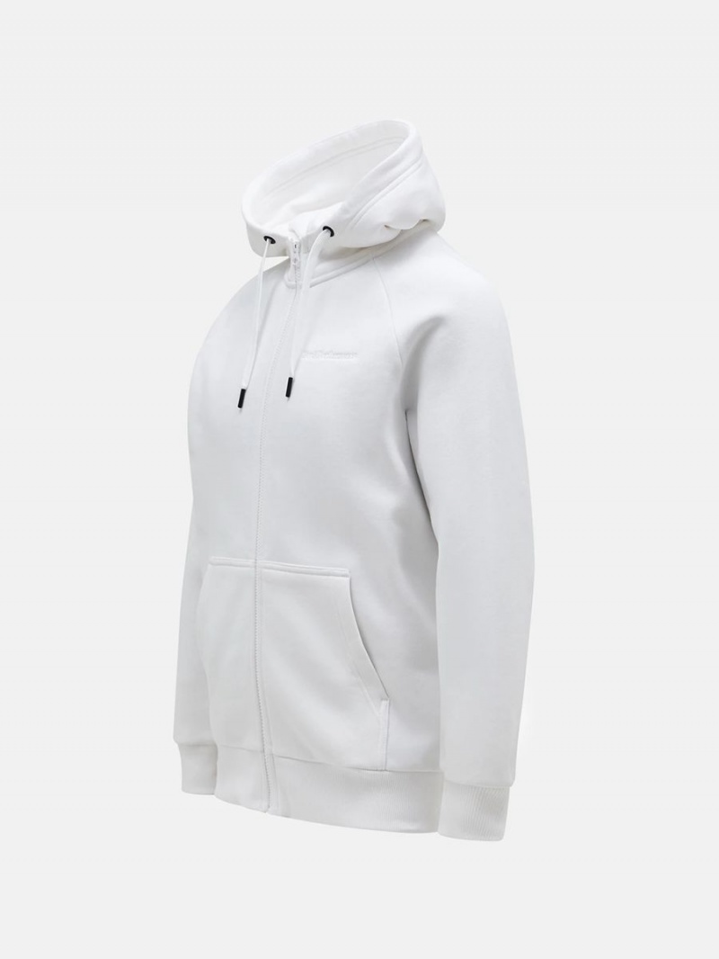 Peak Performance Original Small Logo Zip Men's Hoodie White | GRU21-229