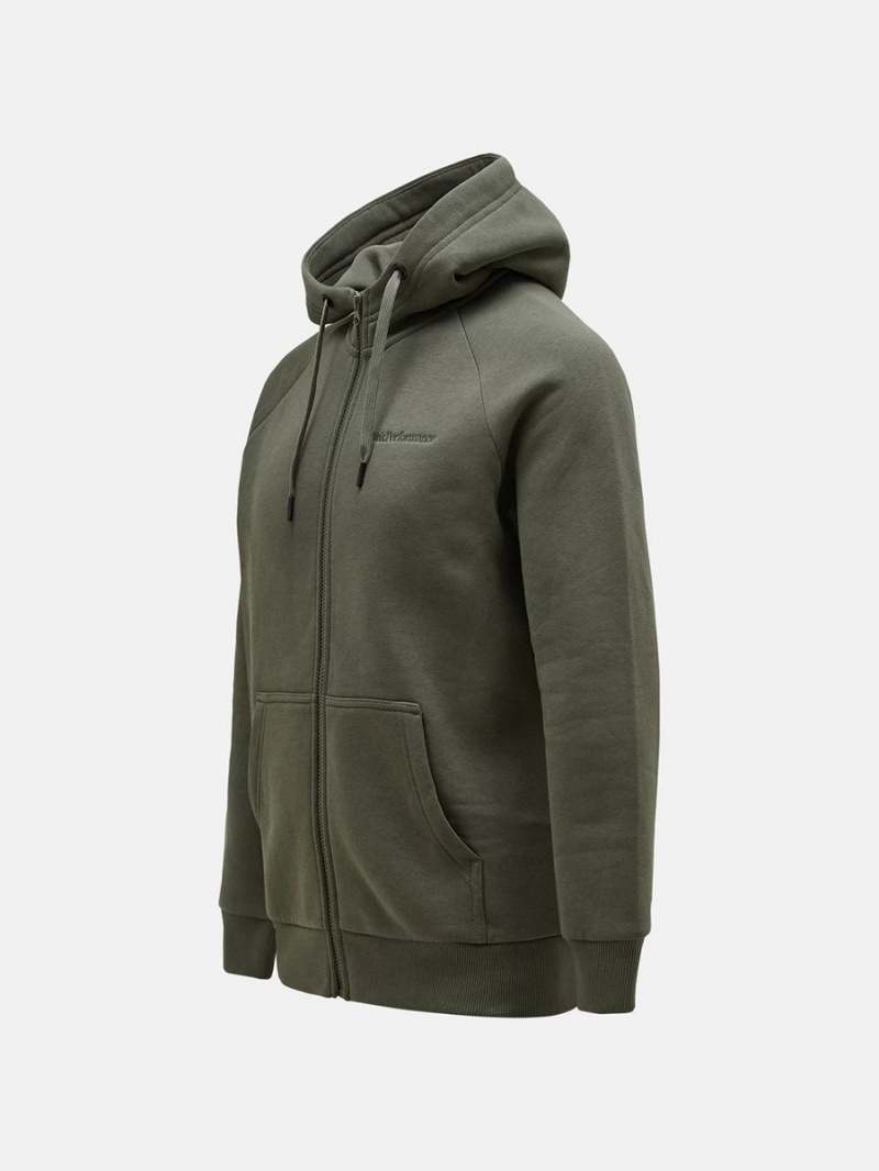 Peak Performance Original Small Logo Zip Men's Hoodie Green | MCX33-395