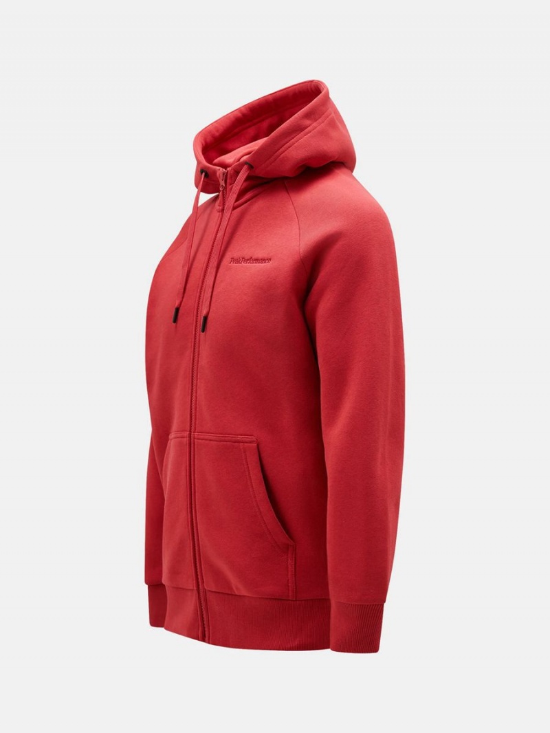 Peak Performance Original Small Logo Zip Men's Hoodie Red | PEO15-485