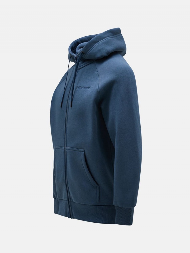 Peak Performance Original Small Logo Zip Men's Hoodie Blue | ZCT42-061