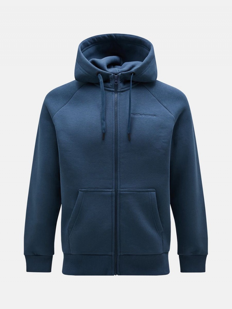 Peak Performance Original Small Logo Zip Men\'s Hoodie Blue | ZCT42-061