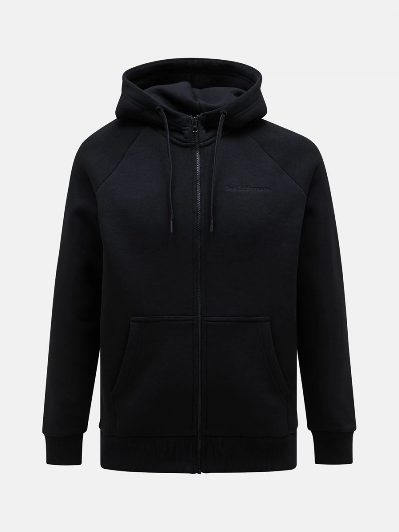 Peak Performance Original Small Logo Zip Men's Hoodie Black | CQK66-216