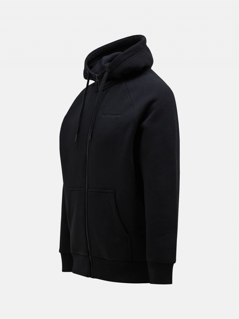 Peak Performance Original Small Logo Zip Men's Hoodie Black | CQK66-216