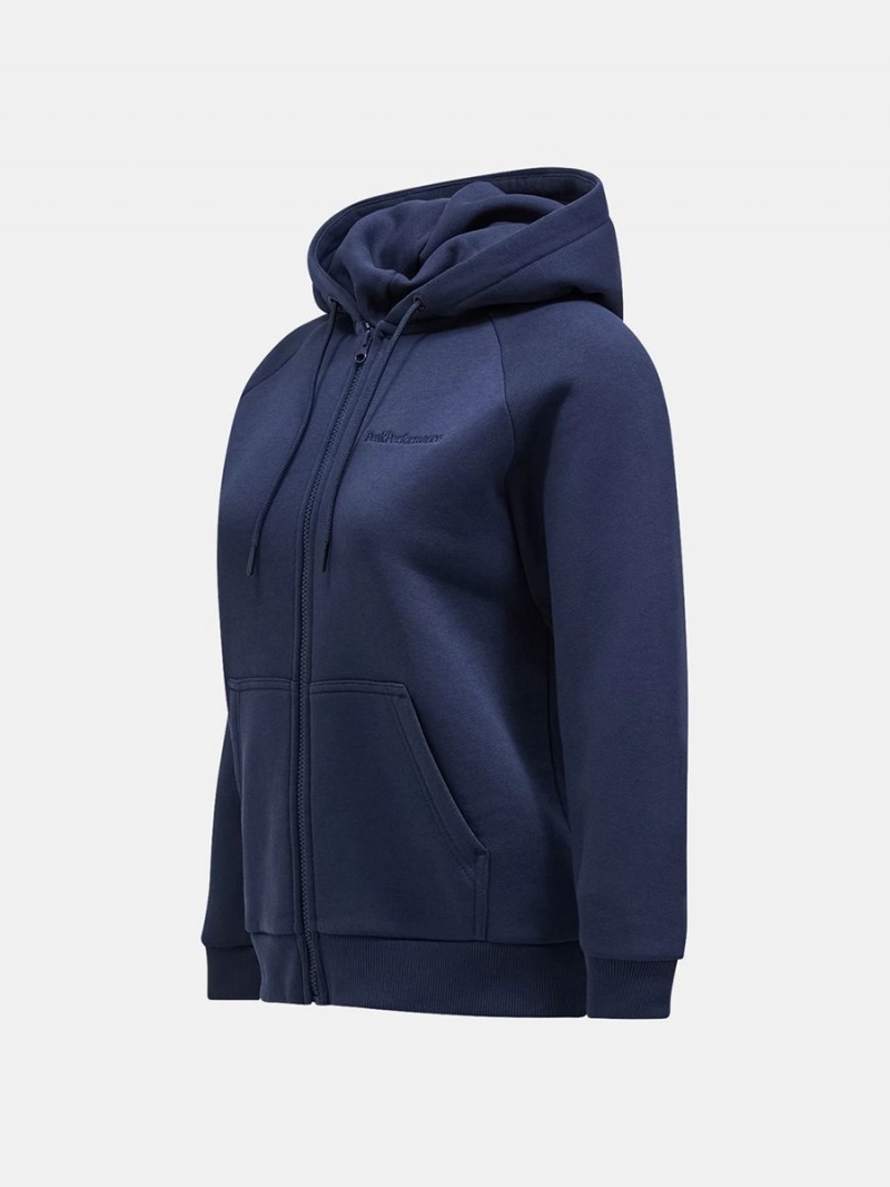 Peak Performance Original Small Logo Zip Women's Hoodie Navy | OXK16-293