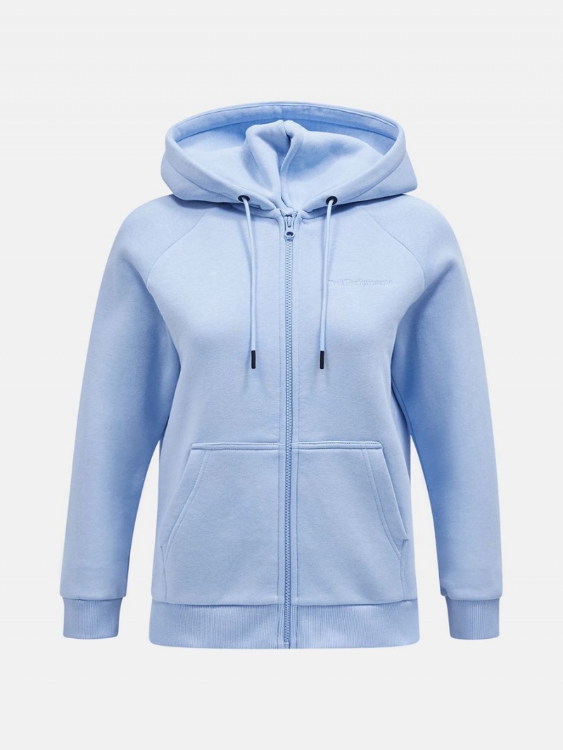 Peak Performance Original Small Logo Zip Women\'s Hoodie Blue | QEL03-395