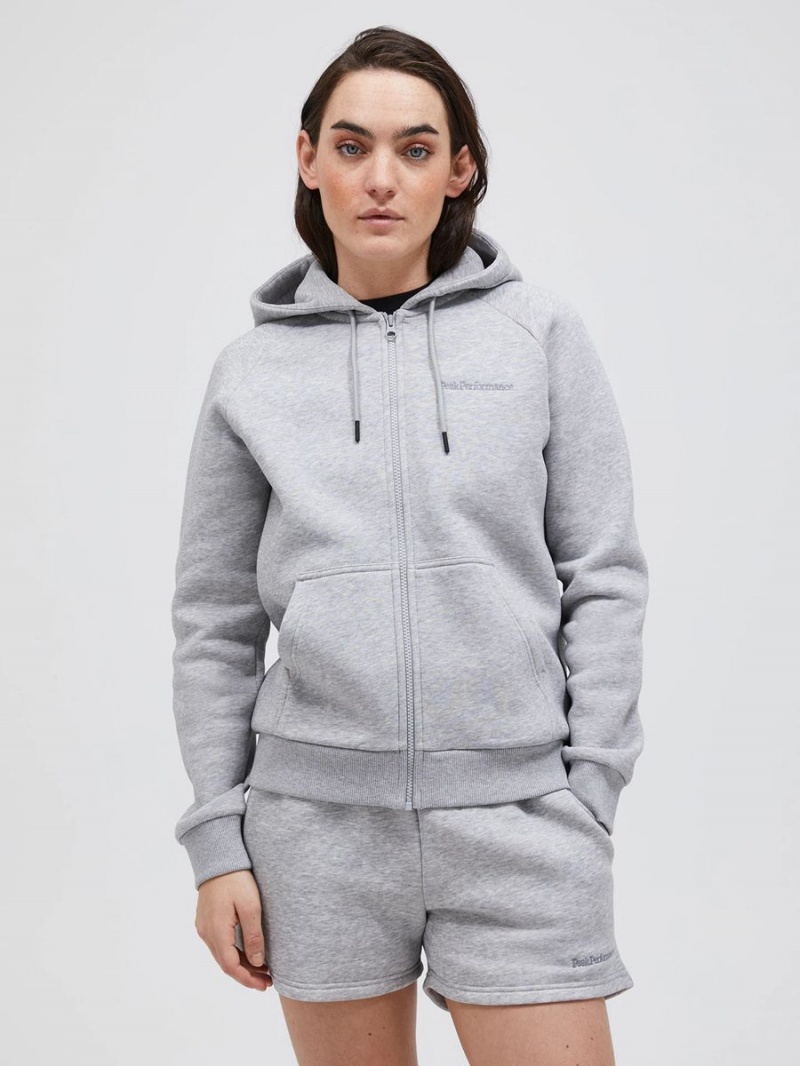 Peak Performance Original Small Logo Zip Women's Hoodie Grey | AIP44-443