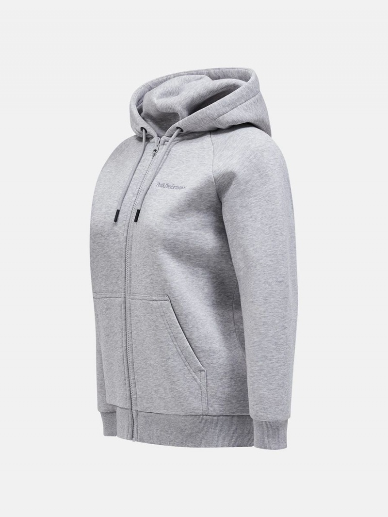 Peak Performance Original Small Logo Zip Women's Hoodie Grey | AIP44-443