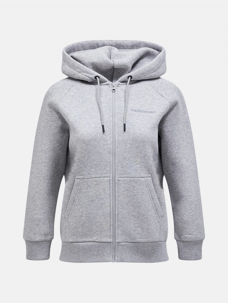 Peak Performance Original Small Logo Zip Women\'s Hoodie Grey | AIP44-443