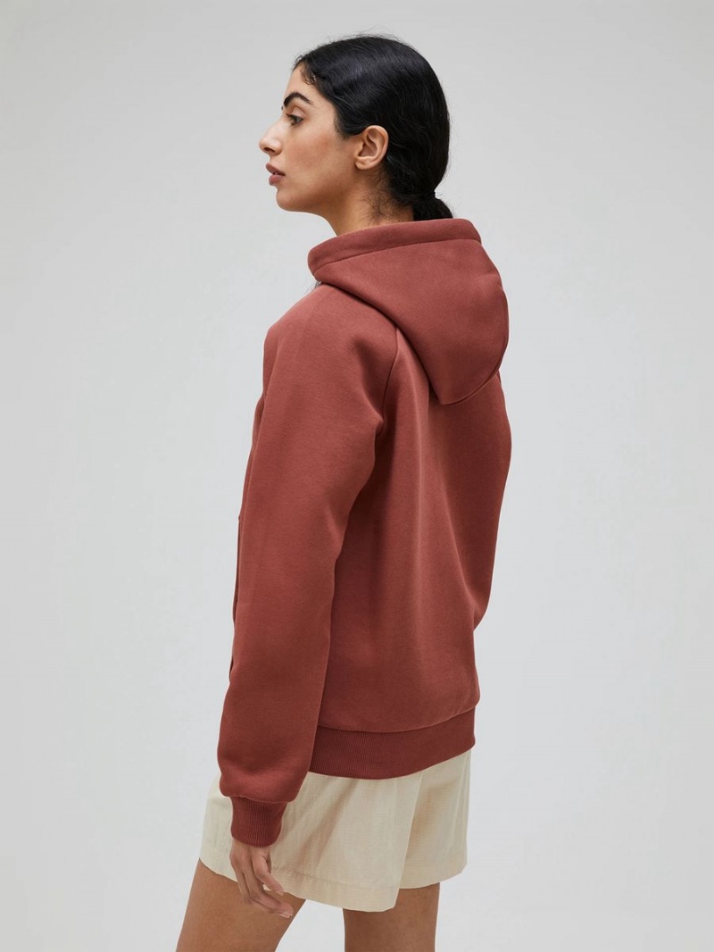 Peak Performance Original Small Logo Zip Women's Hoodie Burgundy | GBB98-078