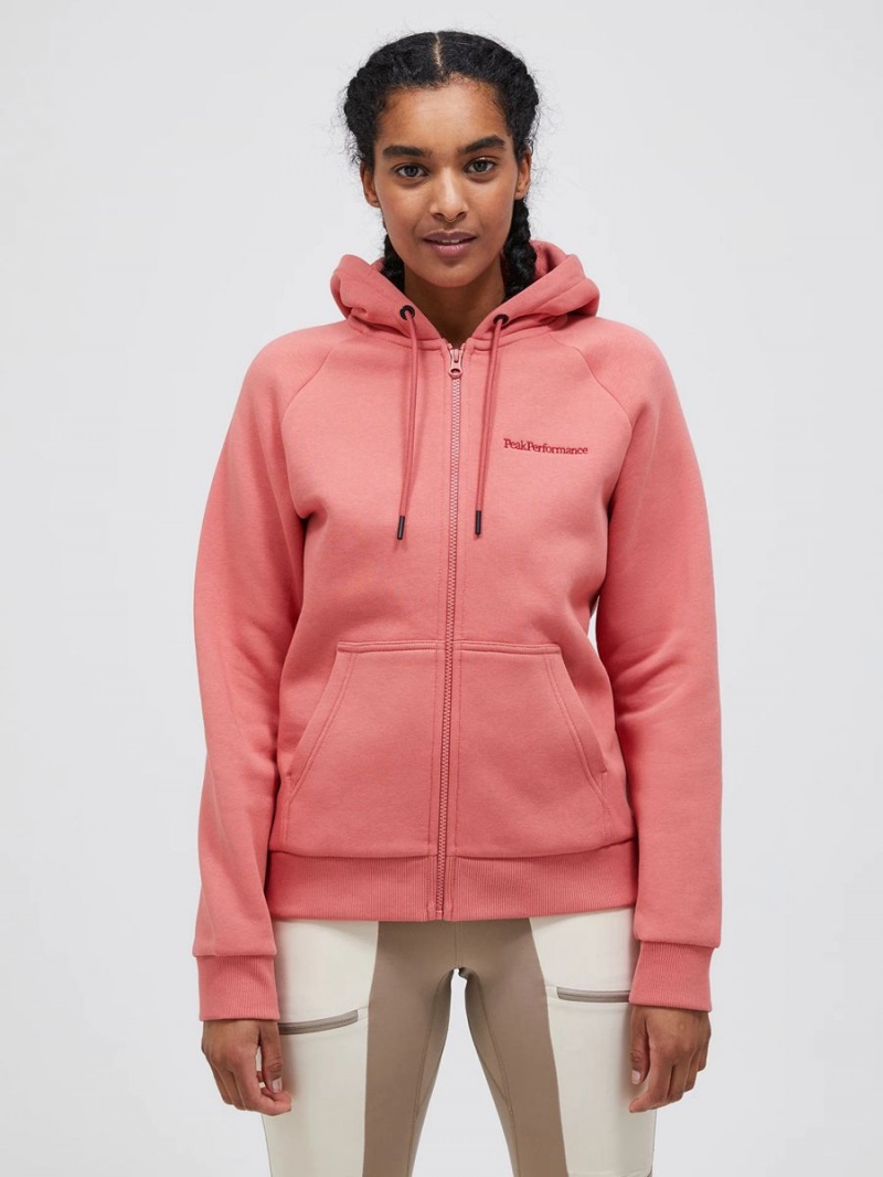 Peak Performance Original Small Logo Zip Women's Hoodie Pink | OTV98-283