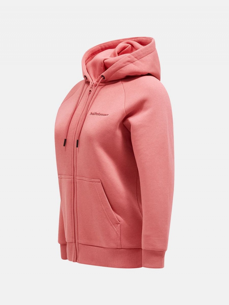 Peak Performance Original Small Logo Zip Women's Hoodie Pink | OTV98-283