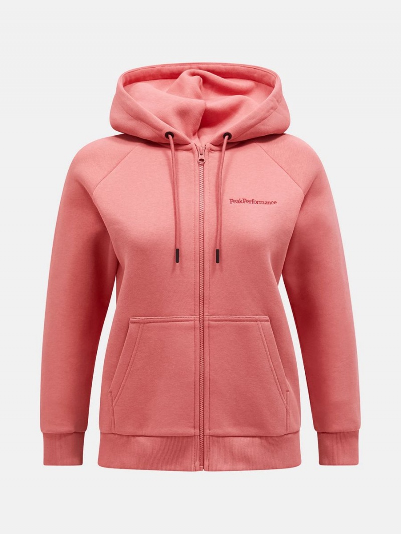 Peak Performance Original Small Logo Zip Women\'s Hoodie Pink | OTV98-283