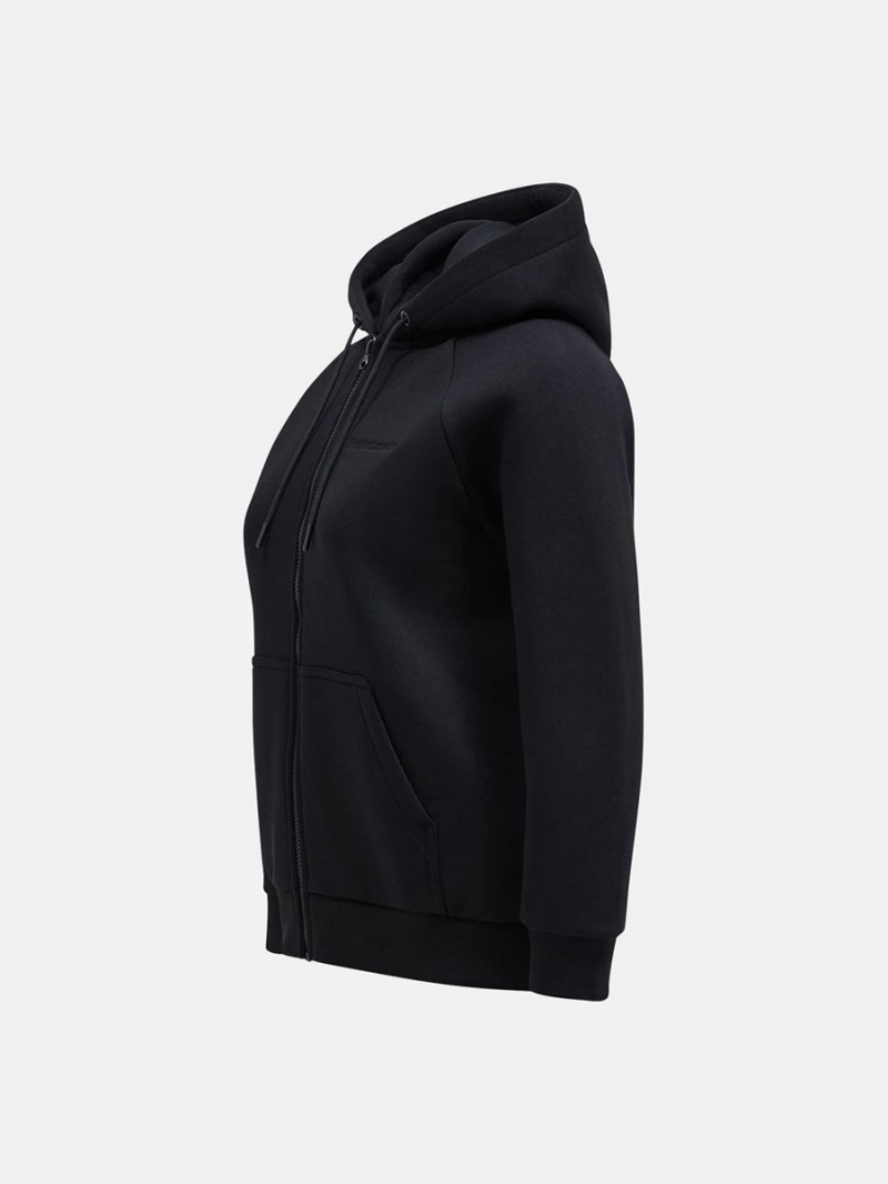 Peak Performance Original Small Logo Zip Women's Hoodie Black | DUH19-106