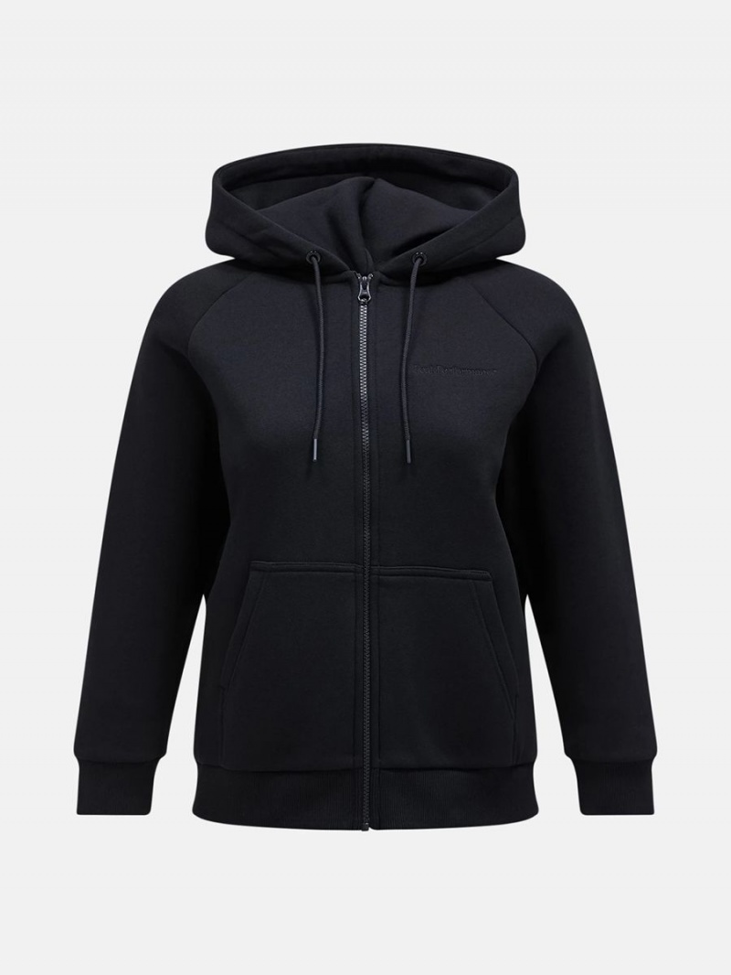 Peak Performance Original Small Logo Zip Women\'s Hoodie Black | DUH19-106