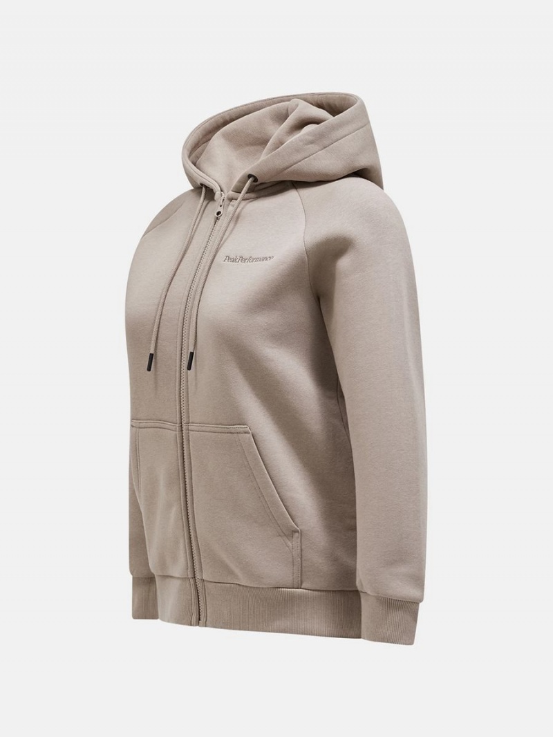 Peak Performance Original Small Logo Zip Women's Hoodie Beige | MDL72-057