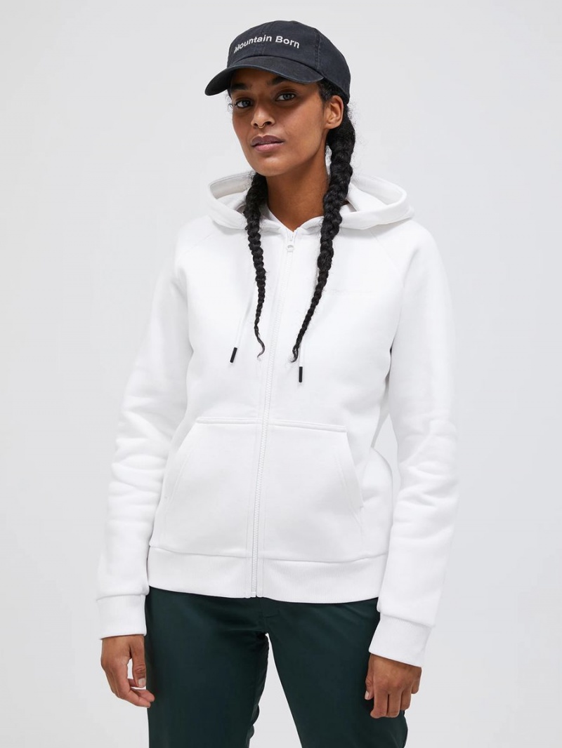 Peak Performance Original Small Logo Zip Women's Hoodie White | JKB33-628