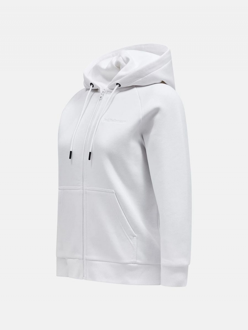 Peak Performance Original Small Logo Zip Women's Hoodie White | JKB33-628