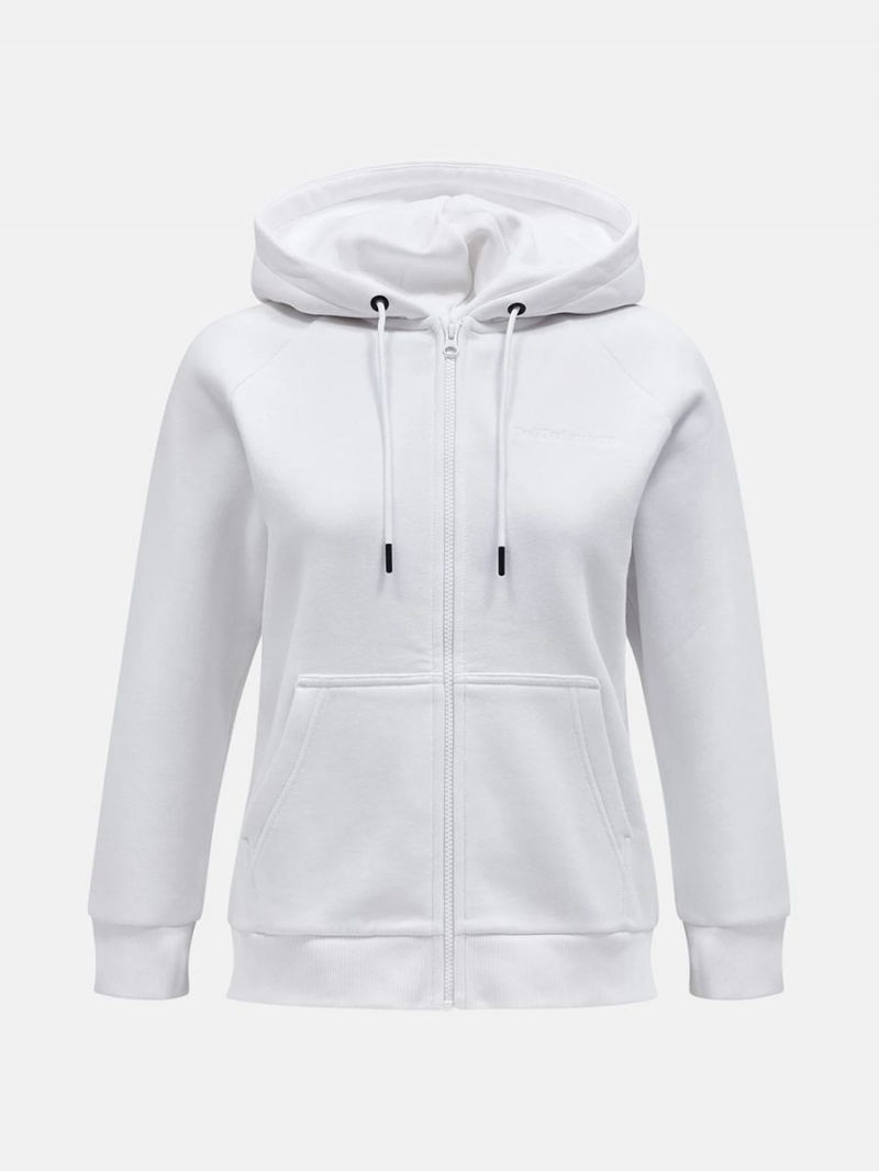 Peak Performance Original Small Logo Zip Women\'s Hoodie White | JKB33-628