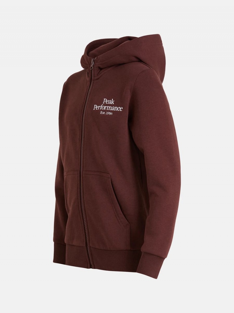 Peak Performance Original Zip Kids' Hoodie Burgundy | EFZ42-236