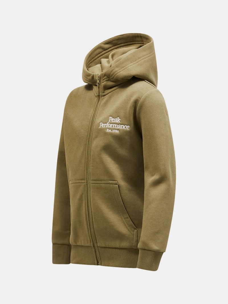 Peak Performance Original Zip Kids' Hoodie Olive | PVP59-413