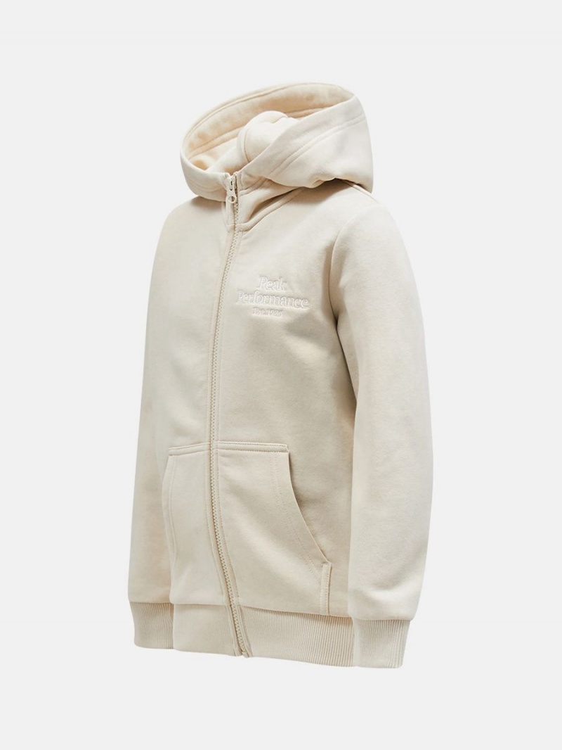 Peak Performance Original Zip Kids' Hoodie Beige | RXH40-931