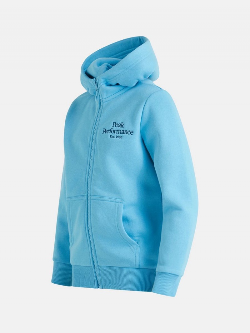 Peak Performance Original Zip Kids' Hoodie Blue | GHM70-696