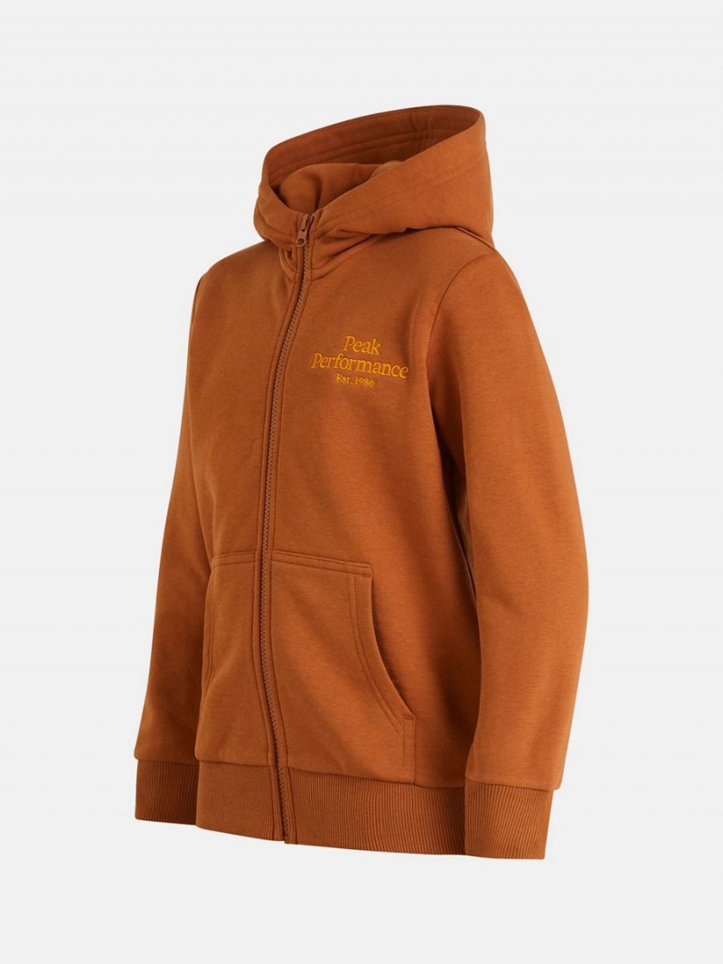 Peak Performance Original Zip Kids' Hoodie Orange | OWO59-463