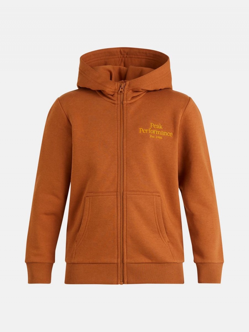 Peak Performance Original Zip Kids\' Hoodie Orange | OWO59-463