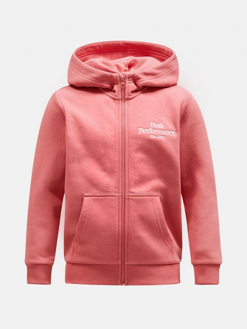 Peak Performance Original Zip Kids\' Hoodie Pink | UEK55-833