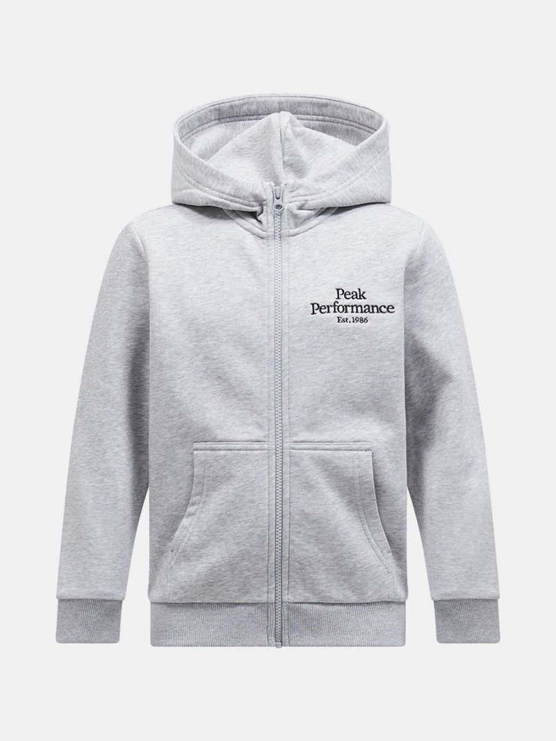 Peak Performance Original Zip Kids' Hoodie Grey / Black | HIY79-423