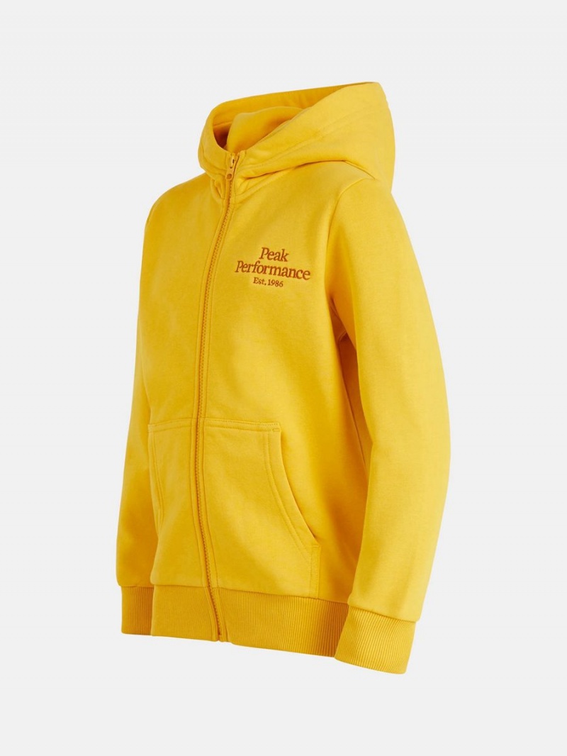 Peak Performance Original Zip Kids' Hoodie Gold | PUZ59-017