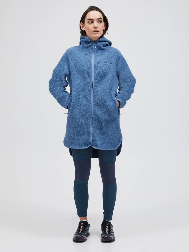 Peak Performance Pile Long Zip Women's Jacket Blue | ELJ95-611