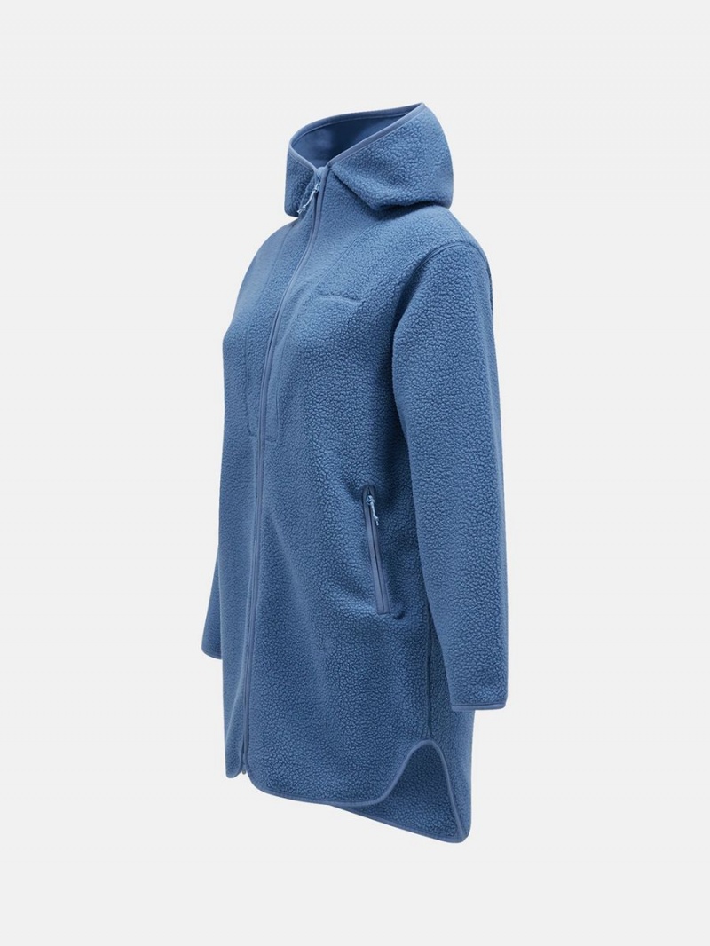 Peak Performance Pile Long Zip Women's Jacket Blue | ELJ95-611