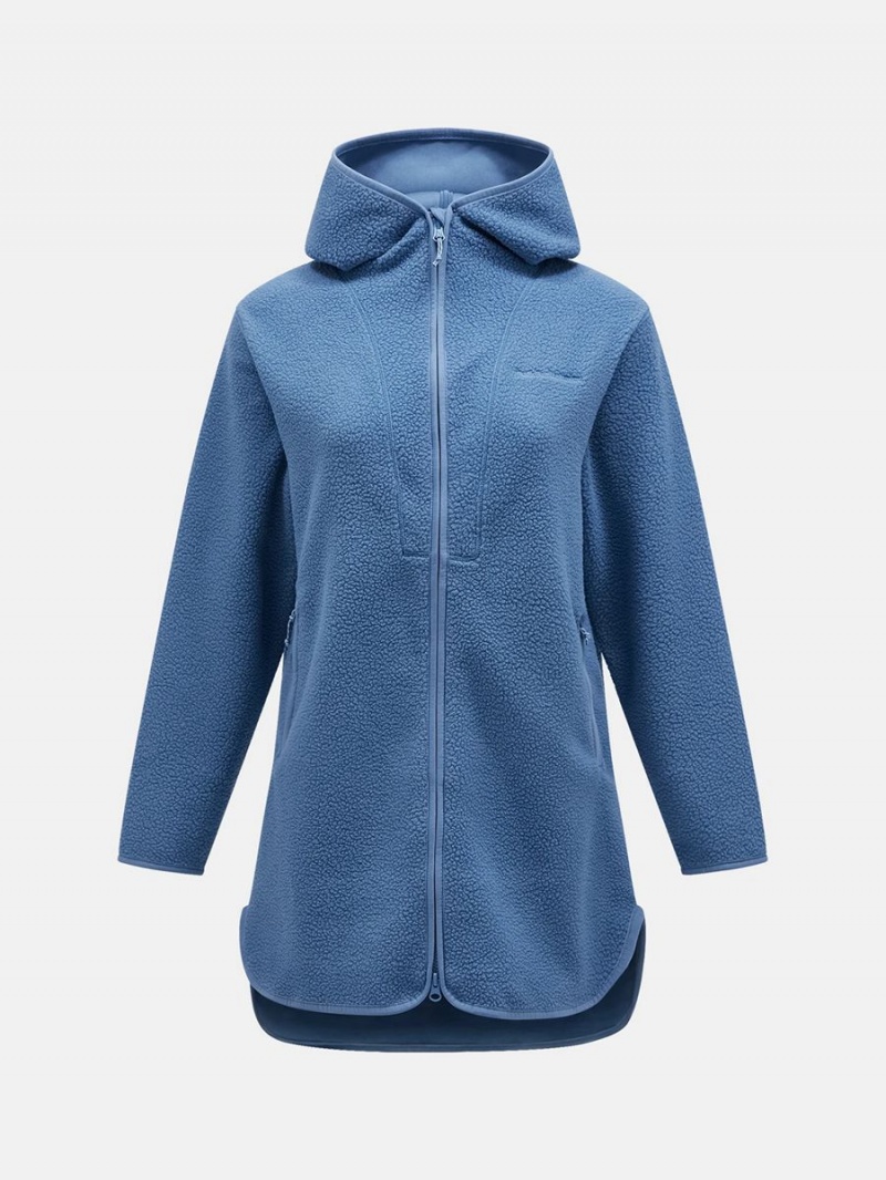 Peak Performance Pile Long Zip Women\'s Jacket Blue | ELJ95-611