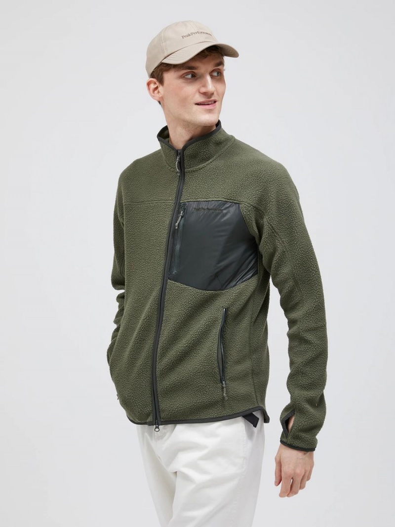 Peak Performance Pile Zip Men's Jacket Green | RLF66-935