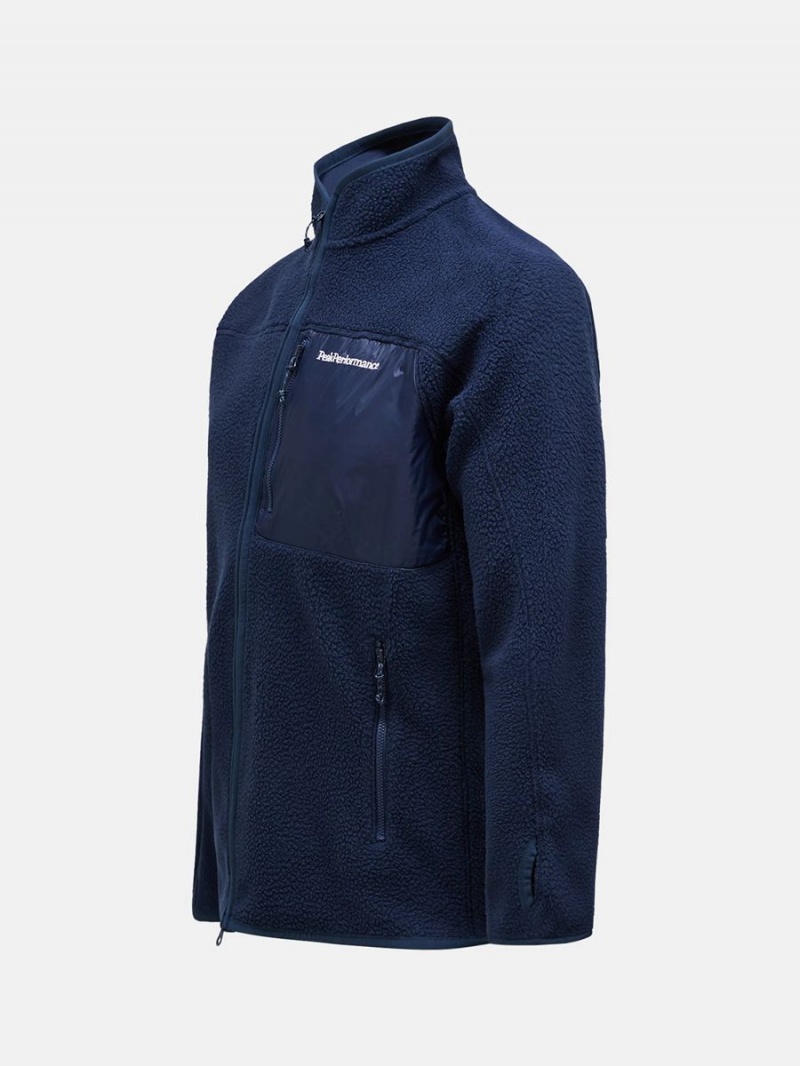 Peak Performance Pile Zip Men's Jacket Navy | UVM45-826