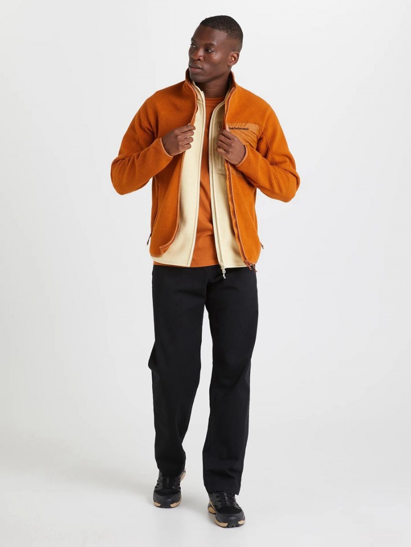 Peak Performance Pile Zip Men's Jacket Orange | HGB79-286