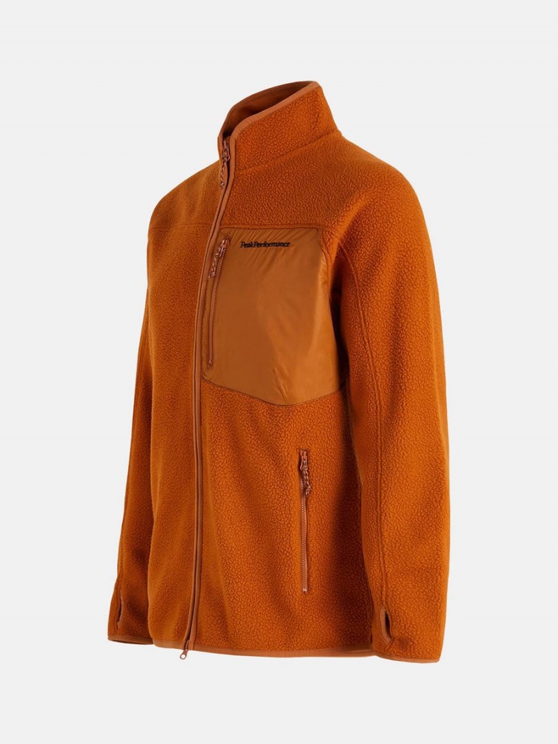 Peak Performance Pile Zip Men's Jacket Orange | HGB79-286