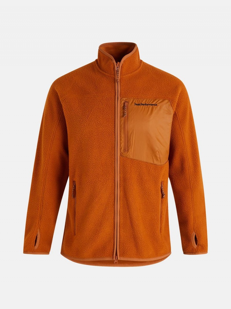 Peak Performance Pile Zip Men\'s Jacket Orange | HGB79-286