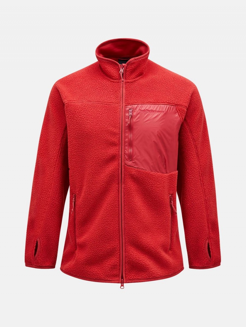 Peak Performance Pile Zip Men\'s Jacket Red | OFP48-716